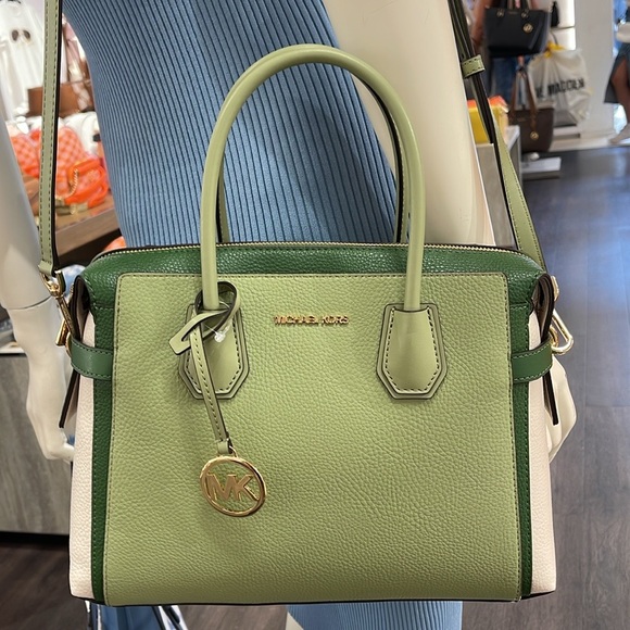 MICHAEL KORS
Mercer Medium Color-Block Belted Satchel Crossbody Purse 
NWT - Picture 2 of 16